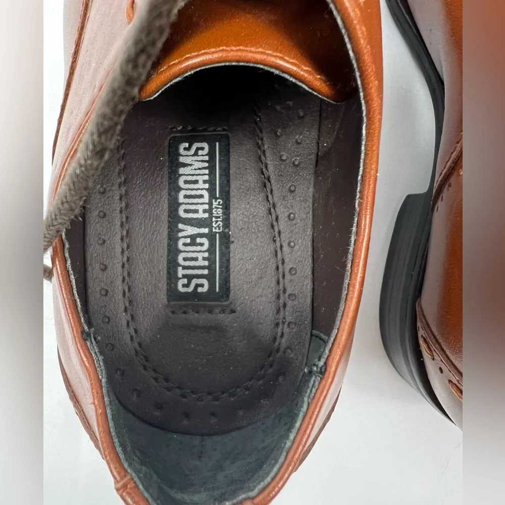 STACY ADAMS Cognac Brown Templeton Oxford Cap Toe Dress Shoes Kid's Size 13.5M